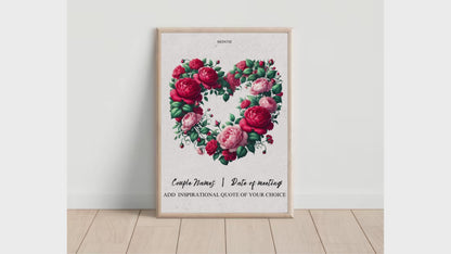 Valentines | Custom Birth Flower & Birthstone Printable Wall Art